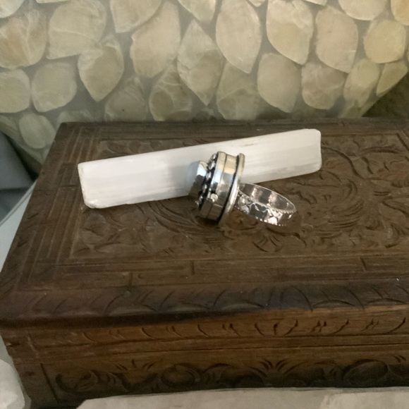 Silver Moonstone Poison Ring - Picture 3 of 11